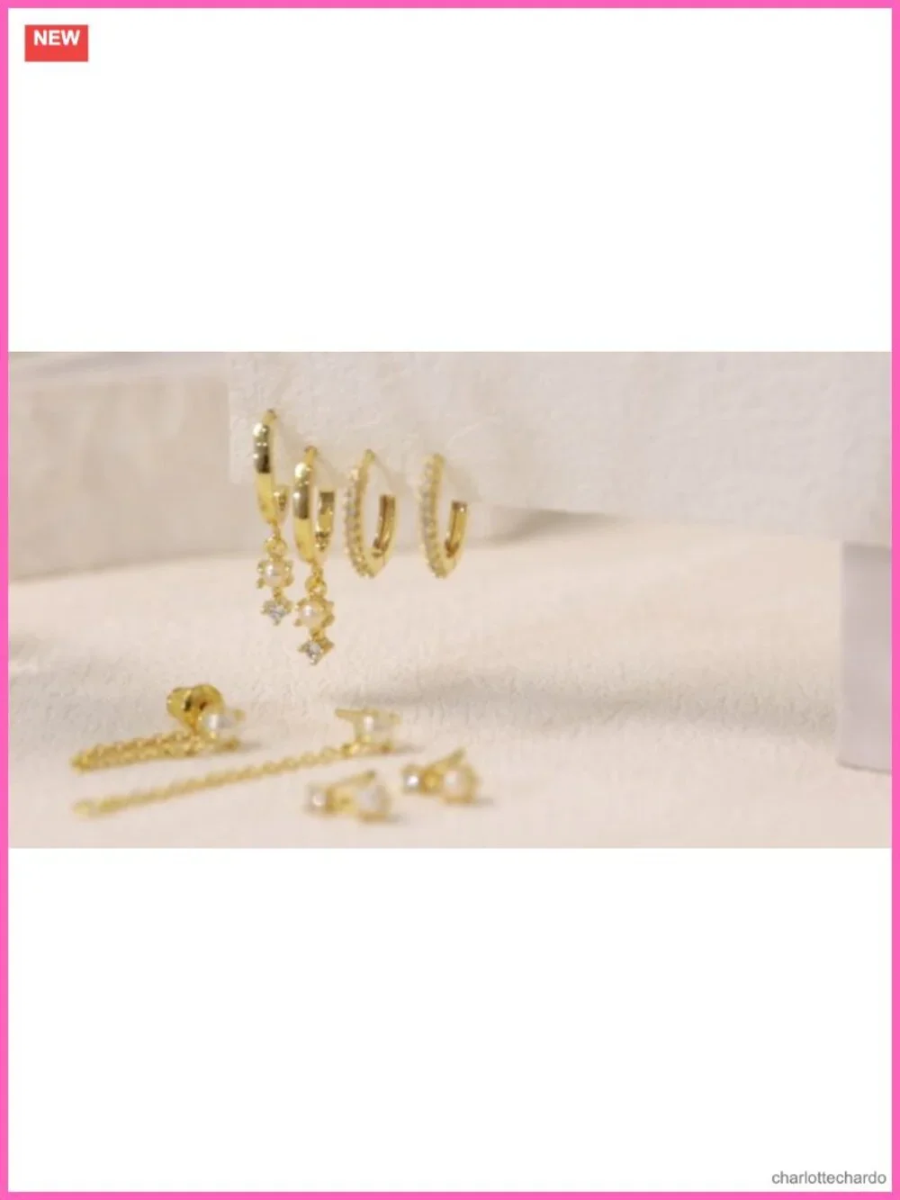 14k Gold Plated Hoop Earrings Set Dainty Hypoallergenic Chain Earrings for Women